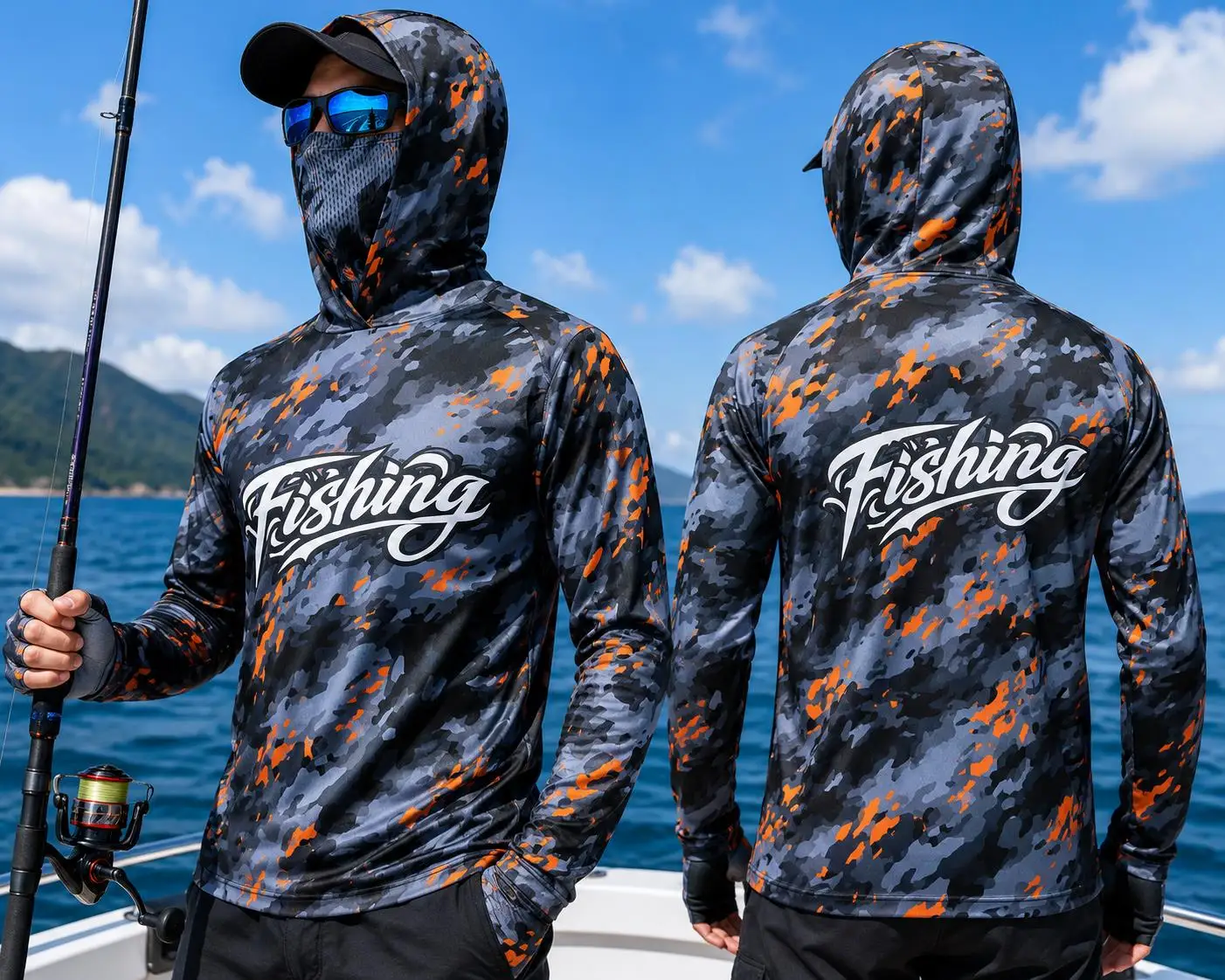 Resin - Maglia da pesca con cappuccio per
