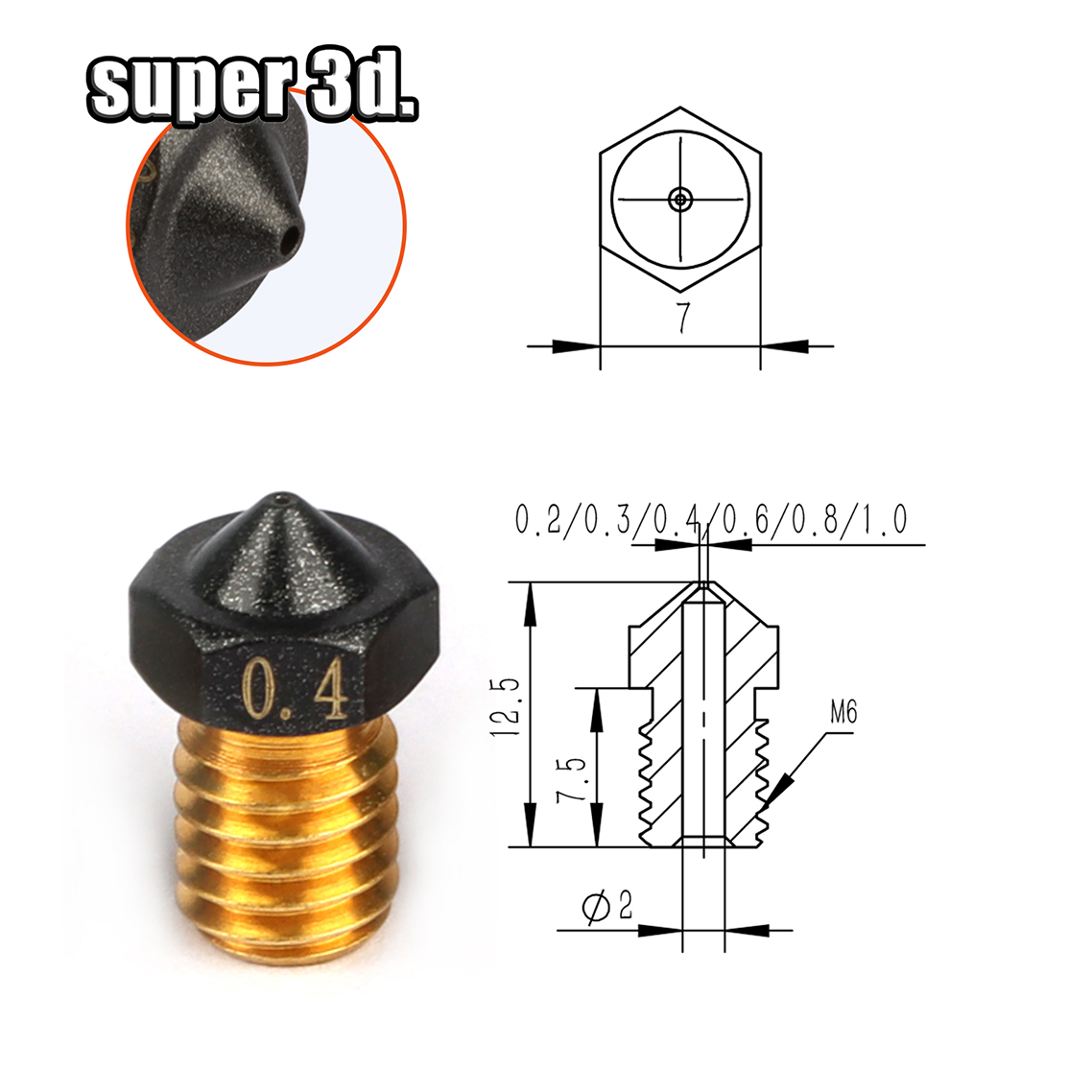 1/2/5 pz V6 ugello in PTFE ott - Nozzle Tungsten recensione e prezzo